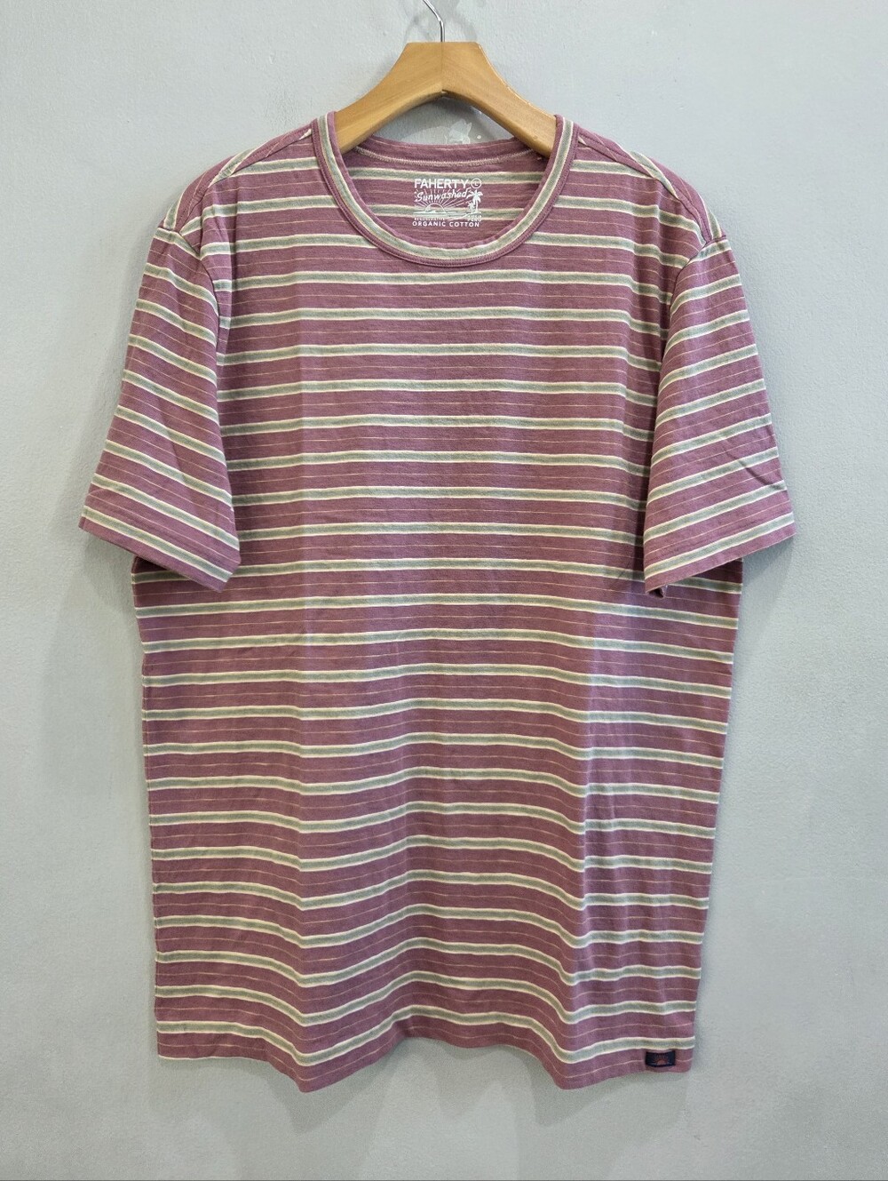 Faherty Organic Cotton Sunwashed Striped Shirt Men's Size Large